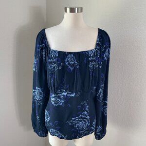 NEW Old Navy Womens Plus 2X Floral Blouse Square Neck Crepe Top Shirt